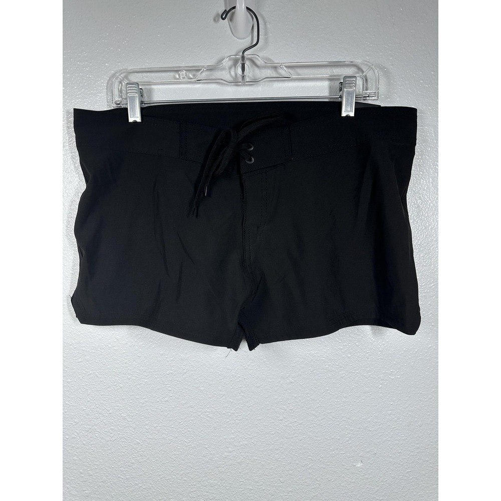 Burnside Shorts Womens Large Black Swim‎ Boardshorts Quick Dry Drawstring Beach